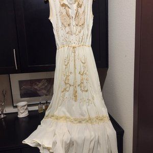 Chasing Unicorns "Let Your Love Flow" cream cutwork embroidered maxi dress